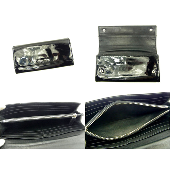 Miu Miu Long Wallet Long Wallet Black Enamel Leather - Picture 6 of 6